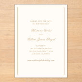Classic Ivory and Gold Wedding Save the Date Acryleinladungen (Vorderseite)