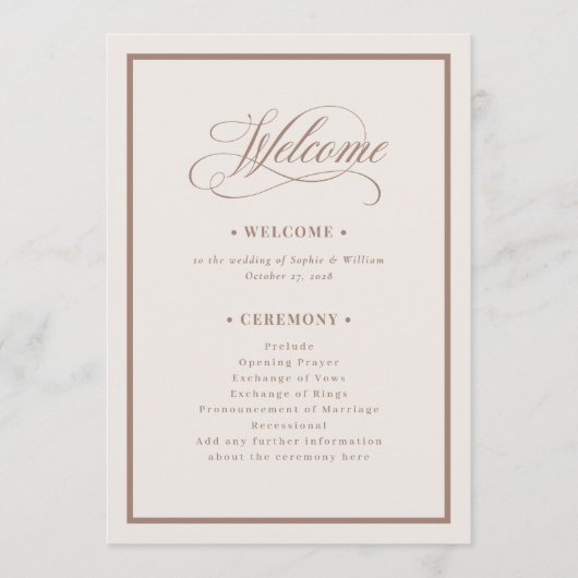 Classic Ivory and Taupe | Luxe Neutral Wedding Programm (Vorderseite)