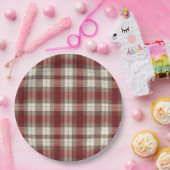 Classic Ivory Brown Rust Red Plaid Pattern Pappteller (Party)