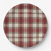 Classic Ivory Brown Rust Red Plaid Pattern Pappteller (Vorderseite)