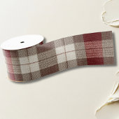 Classic Ivory Brown Rust Red Plaid Pattern Ripsband