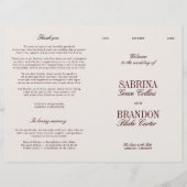 Classic Ivory & Burgundy Modern Wedding Program (Vorderseite)