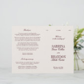 Classic Ivory & Burgundy Modern Wedding Program (Stehend Vorderseite)