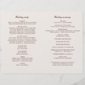 Classic Ivory & Burgundy Modern Wedding Program (Rückseite)