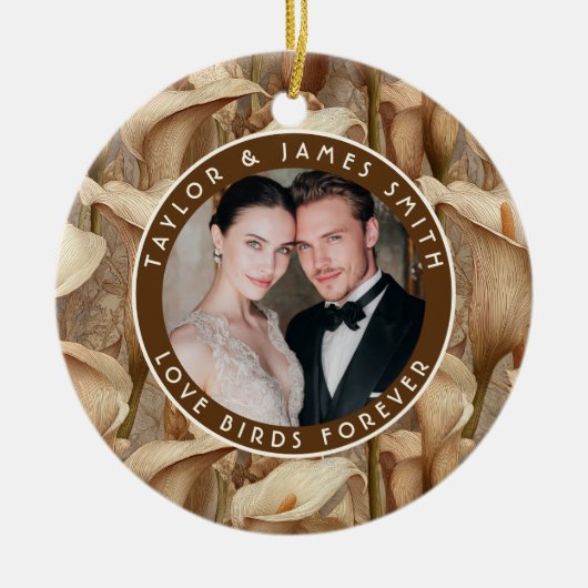 Classic Ivory Calla Lilies Flower Boho Wedding Keramik Ornament (Vorne)