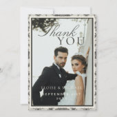 Classic Ivory Damask Rococo Pattern Photo Wedding Dankeskarte (Vorderseite)