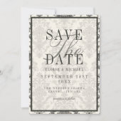 Classic Ivory Damask Rococo Pattern Photo Wedding Save The Date (Vorderseite)