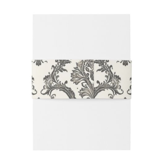 Classic Ivory Damask Rococo Pattern Wedding Einladungsbanderole (Rückseitenbeispiel)