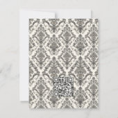 Classic Ivory Damask Rococo Pattern Wedding QR RSVP Karte (Rückseite)