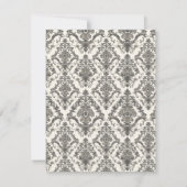Classic Ivory Damask Rococo Pattern Wedding RSVP Karte (Rückseite)