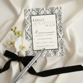 Classic Ivory Damask Rococo Pattern Wedding RSVP Karte
