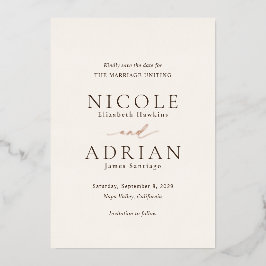 Classic Ivory Elegant Wedding Save the Date Folieneinladung