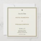Classic Ivory & Gold Monogram Square Save the Date (Vorderseite)