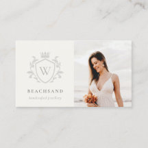 Classic Ivory Gray Monogram Floral Foto Wappen