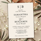 Classic Ivory Monogram Initials Wedding Einladung