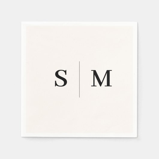 Classic Ivory Monogram Wedding Serviette (Vorderseite)