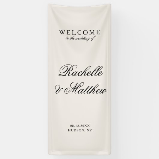 Classic Ivory Old Money Wedding Welcome Banner (Vertikal)