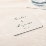 Classic Ivory Script Elegant Wedding Individuelle  Rechteckiger Pappuntersetzer<br><div class="desc">Stilvolle formale Klassische Schrift Elegante Hochzeit Einladung Custom Square Paper Untersetzer in Elfenbeincreme</div>