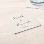 Classic Ivory Script Elegant Wedding Individuelle  Rechteckiger Pappuntersetzer<br><div class="desc">Stilvolle formale Klassische Schrift Elegante Hochzeit Einladung Custom Square Paper Untersetzer in Elfenbeincreme</div>