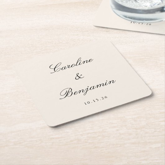Classic Ivory Script Elegant Wedding Individuelle  Rechteckiger Pappuntersetzer (angewinkelt)