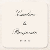 Classic Ivory Script Elegant Wedding Individuelle  Rechteckiger Pappuntersetzer (Vorderseite)