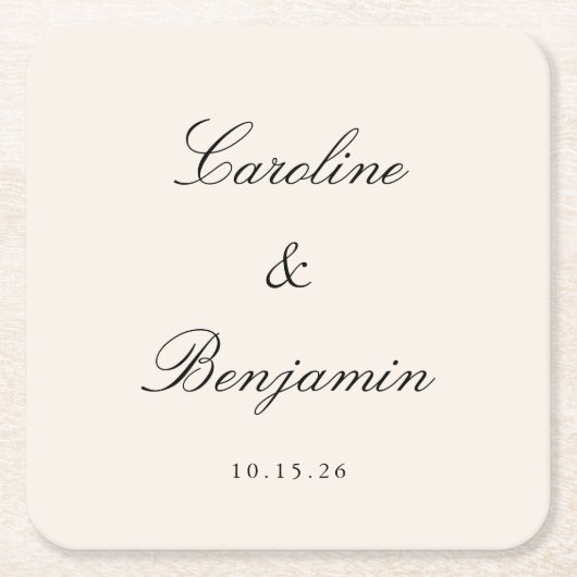 Classic Ivory Script Elegant Wedding Individuelle  Rechteckiger Pappuntersetzer (Vorderseite)