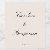 Classic Ivory Script Elegant Wedding Individuelle Weinetikett (Einzelnes Label)