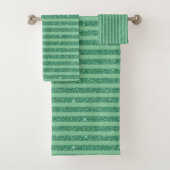 Classic Jade Green Glitter Style Vertical Stripes Badhandtuch Set (Insitu)