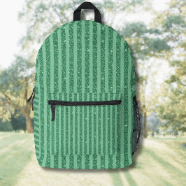 Classic Jade Green Glitter Style Vertical Stripes Bedruckter Rucksack