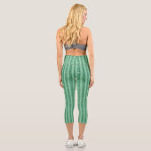 Classic Jade Green Glitter Style Vertical Stripes Capri Leggings (Rückseite)