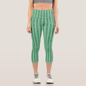 Classic Jade Green Glitter Style Vertical Stripes Capri Leggings (Vorderseite)
