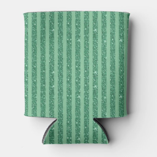 Classic Jade Green Glitter Style Vertical Stripes Dosenkühler (Vorderseite)