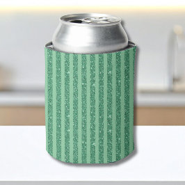 Classic Jade Green Glitter Style Vertical Stripes Dosenkühler