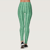 Classic Jade Green Glitter Style Vertical Stripes Leggings (Rückseite)
