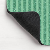 Classic Jade Green Glitter Style Vertical Stripes Mousepad (Ecke)