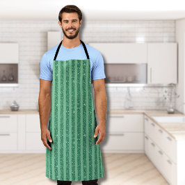 Classic Jade Green Glitter Style Vertical Stripes Schürze