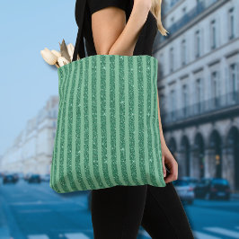 Classic Jade Green Glitter Style Vertical Stripes Tasche