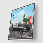 Classic Jaguar E Typ Wall Clock Quadratische Wanduhr (Winkel)
