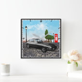 Classic Jaguar E Typ Wall Clock Quadratische Wanduhr (Zuhause)