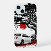 Classic Japanese Rising Sun Art Painting White JDM iPhone 15 Hülle (Rückseite)