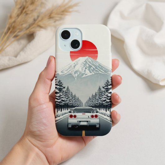 Classic Japanese Rising Sun Art Painting White JDM iPhone 15 Hülle