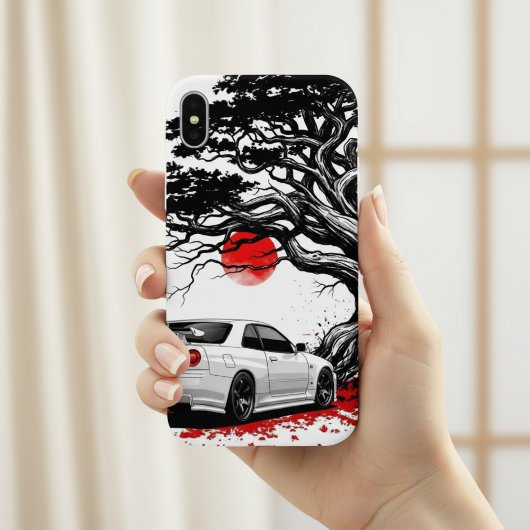 Classic Japanese Rising Sun Art Painting White JDM iPhone 15 Hülle
