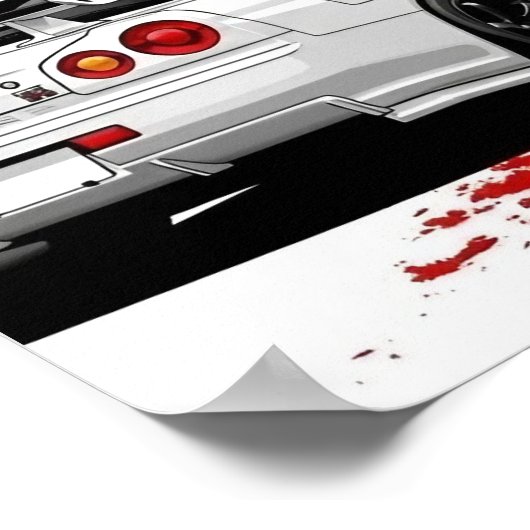 Classic Japanese Rising Sun Art Painting White JDM Poster (Ecke)