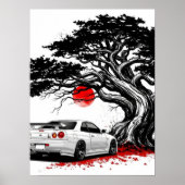 Classic Japanese Rising Sun Art Painting White JDM Poster (Vorne)