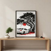 Classic Japanese Rising Sun Art Painting White JDM Poster