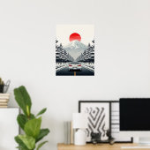 Classic Japanese Rising Sun Art Painting White JDM Poster (Heimbüro)