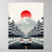 Classic Japanese Rising Sun Art Painting White JDM Poster (Vorne)