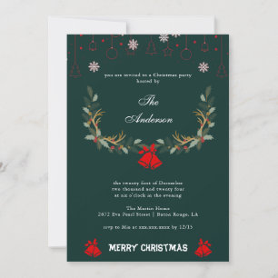 Classic Jingle Bell Floral Holiday Weihnachten Par
