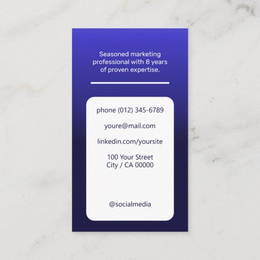 Classic Job Seeker Klasse Minimalistisch dunkelbla Visitenkarte (Rückseite)