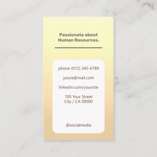 Classic Job Seeker Klasse Minimalistisch Ombre Gel Visitenkarte (Rückseite)